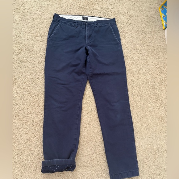 J. Crew Men's 770 flannel lined Navy Blue Pants - Picture 2 of 5